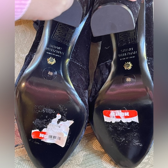 Stuart Weitzman Vidaland Black Stretch Crushed Velvet OTK Boots. Size 8 Women - Picture 6 of 6